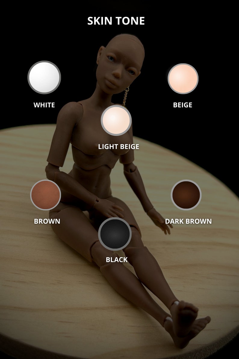 Scala 1:12, Bambola femmina di colore scuro con occhi realistici, Bambola BJD con piercing, Bambola femmina, Corpo di donna BJD, Scala MSD, YoSD, Bambola minuscola immagine 5