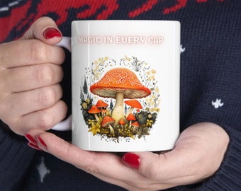 Magic Mushroom Coffee Mug | Cottagecore Fungi Teacup
