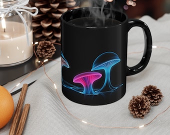Bioluminescent Mushroom Coffee Mug | Glowing Fungi Ceramic Teacup