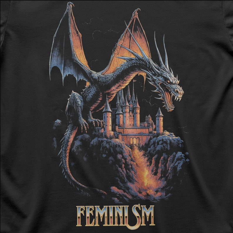 Feminism Dragon Fantasy T-Shirt image 2