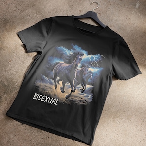 Horses Running In Thunderstorm Bisexual 90's T-Shirt