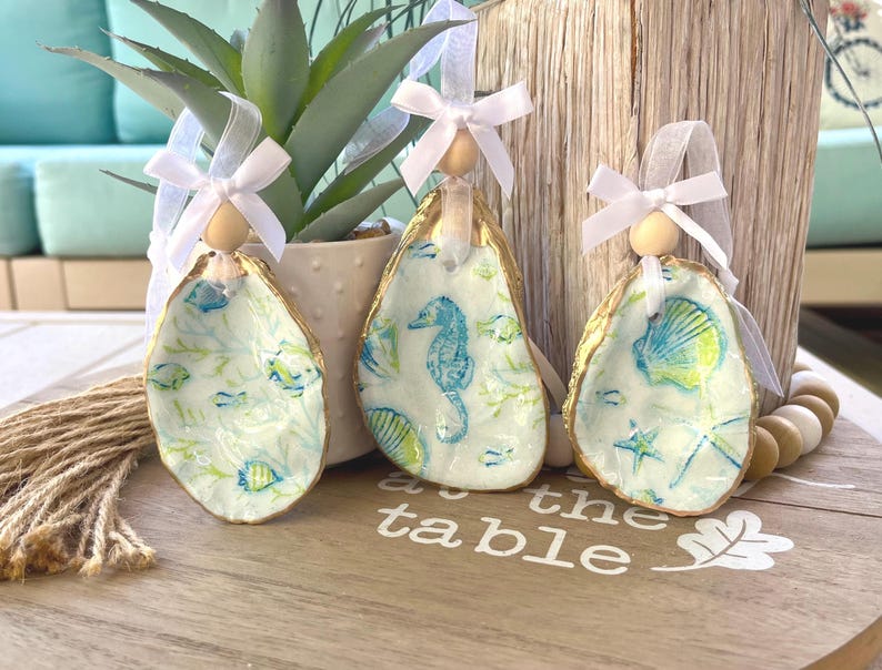 Coastal Collection Set of 3 Seahorse/fish/shell Set Oyster Shell ...