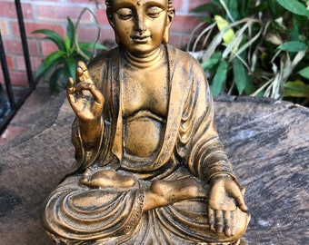 Vintage Gold Buddha Statue with Excellent Detail Spiritual Enlightenment!