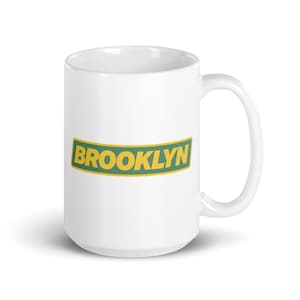 Brooklyn Tilted Trucker Typographic White Mug