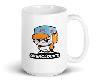 OVERCLOCKED Robot Mug, Funny Programmer Gift, Developer Coffee Cup, Gift for IT Professionals, Software Engineer Mug