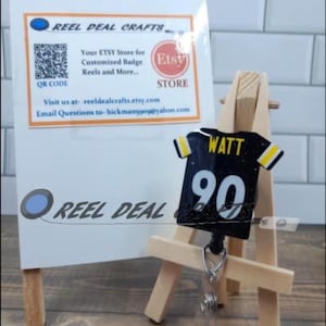 Sports Jersey Badge Reel TJ Watt Pittsburgh Football Inspired Medical Nursing Office Retractable ID Holder