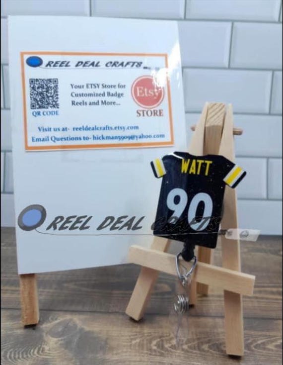 Sports Jersey Badge Reel TJ Watt Pittsburgh Football Inspired Medical Nursing Office Retractable ID Holder