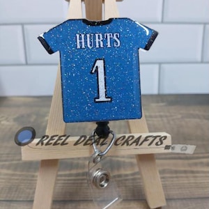 Sports Jersey Badge Reel Jalen Hurts Philadelphia Football Inspired Medical Nursing Office Retractable ID Holder