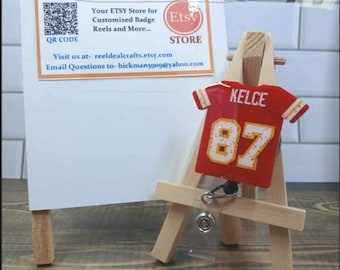 Sports Jersey Badge Reel Travis Kelce Kansas City Football Inspired Medical Nursing Office Retractable ID Holder