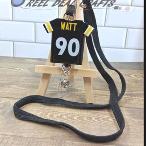 Sports Jersey Badge Reel TJ Watt Pittsburgh Football Inspired Medical Nursing Office Retractable ID Holder image 2