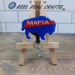 Buffalo Personalized Blue Badge Reel Football Medical Nursing Office Retractable ID Holder Bills Mafia