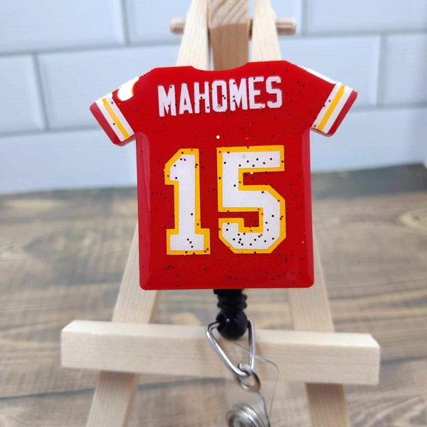 Bobine d'insigne de maillot de sport Patrick Mahomes Kansas City, inspiré du football, porte-carte d'identité rétractable pour bureau d'infirmières médicales