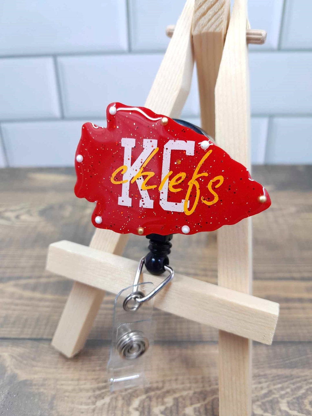 Kansas City Inspired Arrowhead Badge Reel Nursing Medical Office