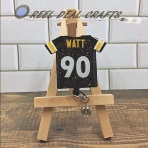 Sports Jersey Badge Reel TJ Watt Pittsburgh Football Inspired Medical Nursing Office Retractable ID Holder image 10