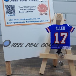 Sports Jersey Badge Reel Josh Allen Buffalo Football Inspired Medical Nursing Office Retractable ID Holder