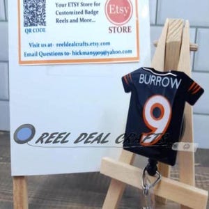 Sports Jersey Badge Reel Joe Burrow Cincinnati Football Inspired Medical Nursing Office Retractable ID Holder