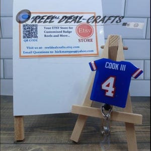 Sports Jersey Badge Reel James Cook Buffalo Football Medical Nursing Office Retractable ID Holder for football fans