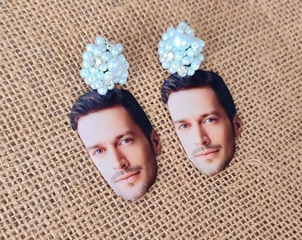 Funny Custom Face Earrings for Bachelorette Party – Bride to Be Gift – Personalized Pearl Drop Earrings – Groom Face Jewelry