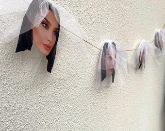 Custom Face Veil Banner – Funny Bachelorette Party, Bridal Shower & Hen Night Decoration