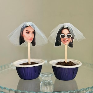 Decorazioni per cupcake con foto della sposa/Decorazioni per cupcake con veli 3D personalizzati/Scelte divertenti perfette per la festa della sposa o dell'addio al nubilato