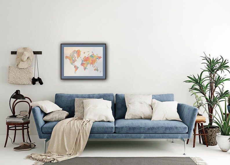 18x24 in Original Watercolor World Map (NOT A PRINT) - Etsy