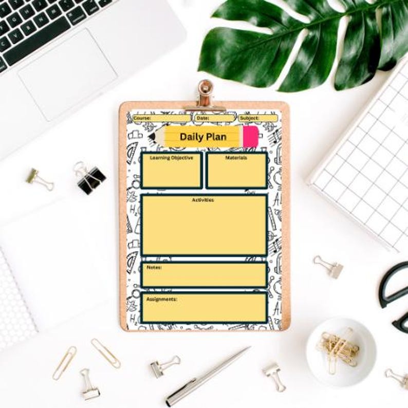 Daily Activity Plan Template | Printable PDF for Elementary & High ...