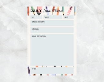 Planejador de Aulas Diário | Planejador Digital para Professores de Pré-escola | Tema Lápis Azul Claro