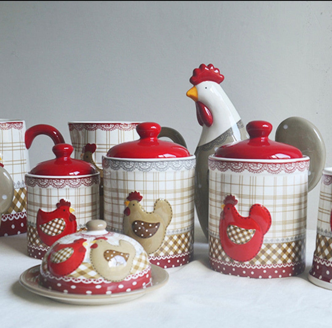 Chicken Tableware Set of 7 Collection of Chicken Shape Ceramic Tableware Decoration - Etsy