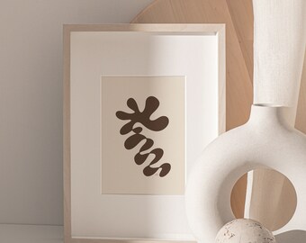 Abstract Wall Art Print | Brown Cream Minimalist Poster (Digital Download)