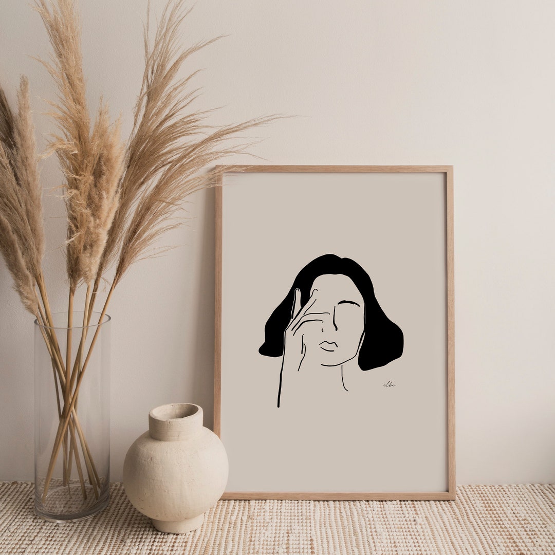 Minimalist Woman Face Line Art Print | Elegant Bedroom Gallery Wall ...