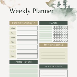 Fitness Goals Planner and Tracker, Fitness Planner Printable, Exercise ...