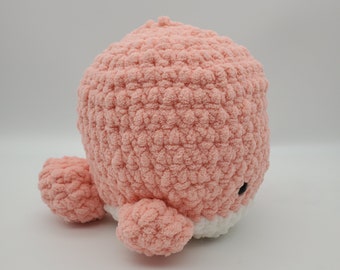 あみぐるみ ピンクのくじら かぎ針編みのクジラのぬいぐるみ | ピンクと白の編みぐるみぬいぐるみ