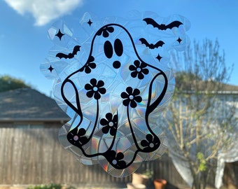 Spöksolfångare Pojke Spökfönsterklistermärke solfångare regnbågstillverkare fågelavskräckande klistermärke Färg Heminredning Solfångare Halloween-dekal