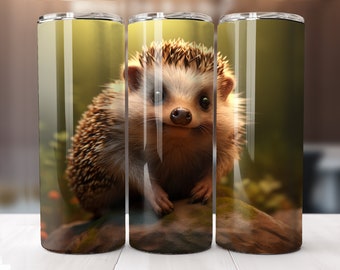 3D Cute Hedgehog - 20 oz Sublimation Tumbler Wrap Design, Instant Digital Download, Straight and Tapered Sublimation Tumbler Design