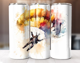 Watercolor Parachute Tumbler - 20 oz Sublimation Tumbler Wrap Design, Instant Download, Straight and Tapered Sublimation Tumbler Design
