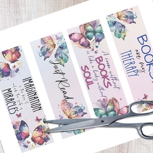 Watercolor Butterflies Bookmark - Set of 4 Printable Book markers - Perfect gift for Book Lovers, great for Junk Journals - Instant Download