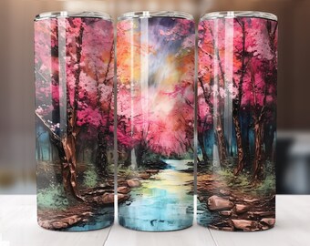 Flor de cerezo japonés - Diseño de envoltura de vaso de sublimación de 20 oz, Descarga digital instantánea, Diseño de vaso de sublimación recto y cónico