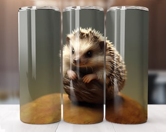 Realistic Cute Hedgehog - 20 oz Sublimation Tumbler Wrap Design, Instant Digital Download, Straight and Tapered Sublimation Tumbler Design