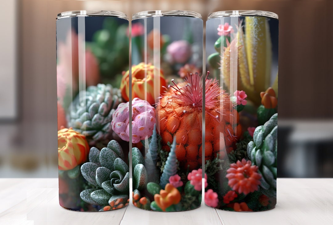 3D Succulents, Cactus - 20 Oz Sublimation Tumbler Wrap Design, Instant ...