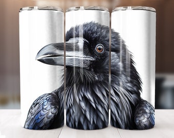 Black Raven Crow - 20 oz Sublimation Tumbler Wrap Design, Instant Digital Download, Straight and Tapered Sublimation Tumbler Design