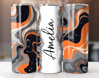 Add Your Own Text - Retro Orange Marble - Sublimation Tumbler Designs - 20oz Skinny Tumbler Templates - PNG - Personalize your Tumbler