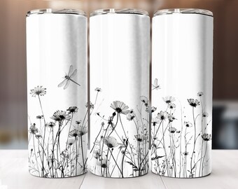 Wildflower Meadow - 20 oz Sublimation Tumbler Wrap Design, Instant Digital Download, Straight and Tapered Sublimation Tumbler Design