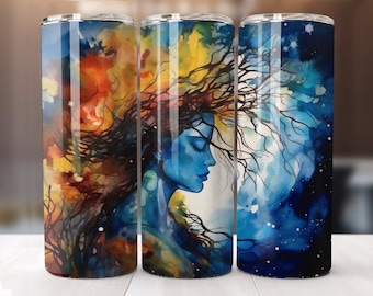 Witchy Tumbler 'Mother Nature'  - 20 oz Sublimation Tumbler Wrap Design, Instant Download, Straight and Tapered Sublimation Tumbler Design