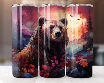 Pastel colors Alaskan Bear - 20 oz Sublimation Tumbler Wrap Design, Instant Digital Download, Straight/Tapered Sublimation Tumbler Design