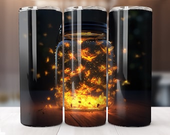 Fireflies in a jar - 20 oz Sublimation Tumbler Wrap Design, Instant Digital Download, Straight and Tapered Sublimation Tumbler Design