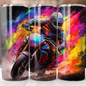 Bunter Biker - 20 oz Sublimationsbecher Wrap Design, sofortiger digitaler Download, gerade und konisch Sublimationsbecher Design