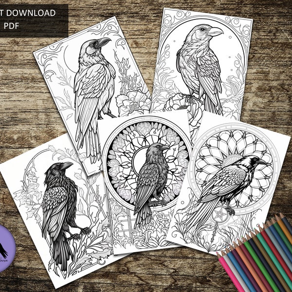 Crows Coloring - Etsy UK
