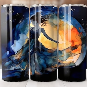 Witchy &#39;Dance in the Moonlight&#39;  - 20 oz Sublimation Tumbler Wrap Design, Instant Download, Straight and Tapered Sublimation Tumbler Design