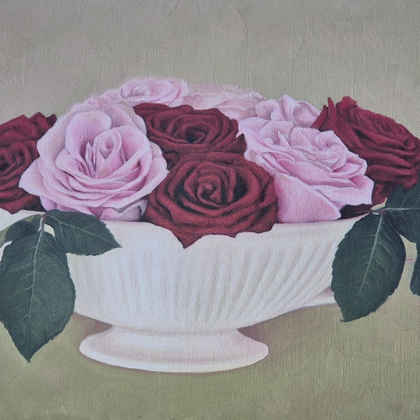Rose Arrangement; Original oil painting by Zdenka Kiss; 20x30cm / 8x12inch