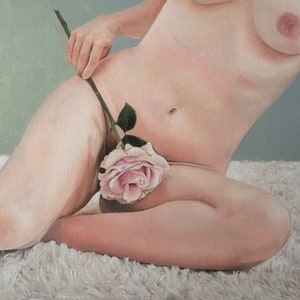 Rosetease II, original oil painting, figurative art by Zdenka Kiss